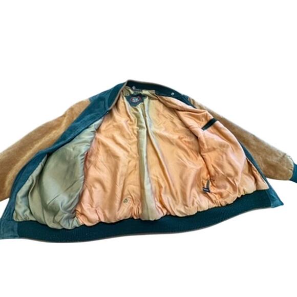 "AUTHENTIC IMPORTS" Mens Suede Leather Varsity Zip Up Jacket SZ XL SOME FADING - Picture 9 of 13